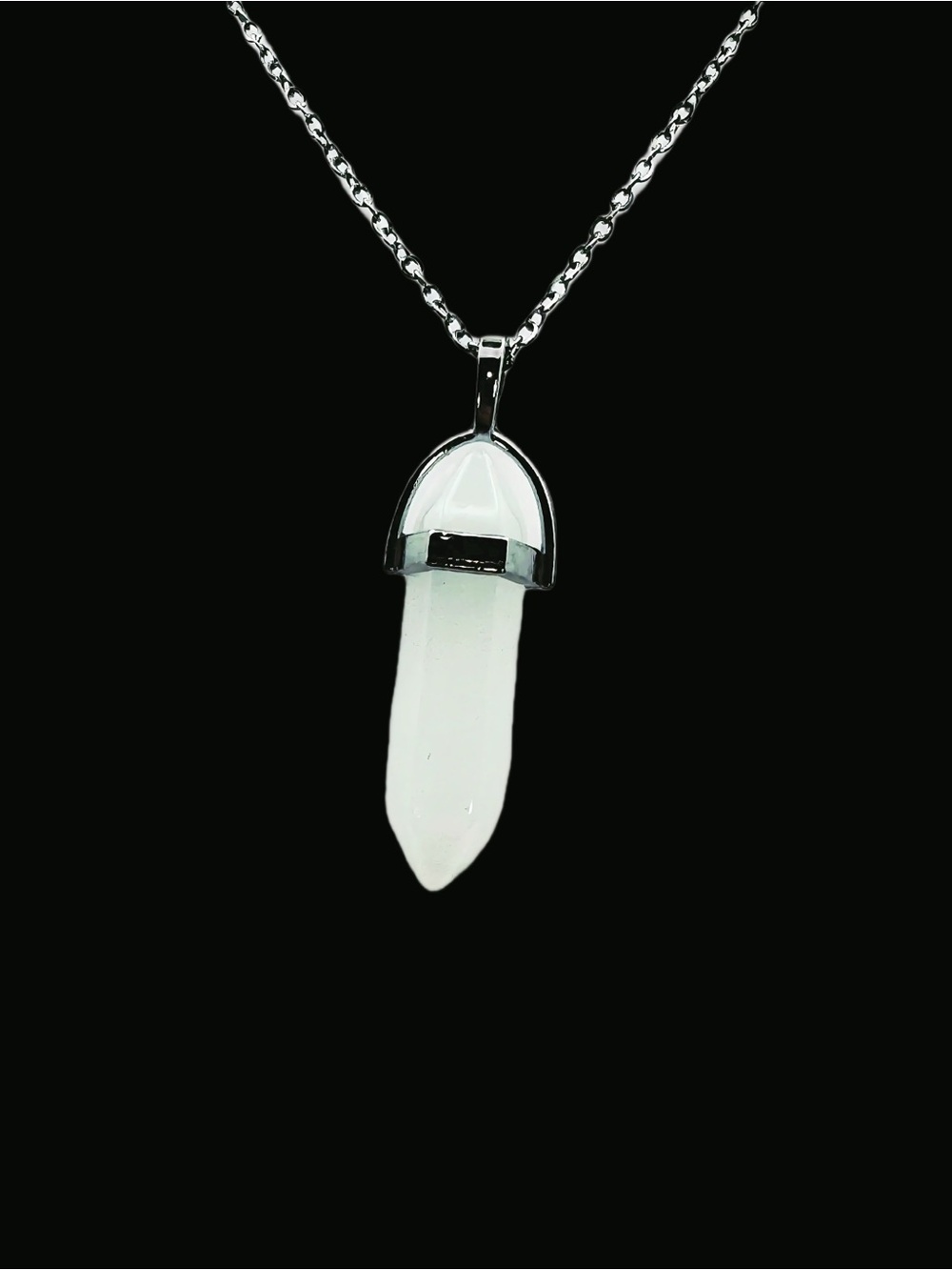 White Crystal Point Pendant Necklace - Minimalist Women’s Jewelry